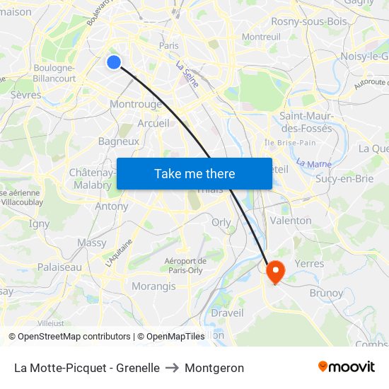 La Motte-Picquet - Grenelle to Montgeron map