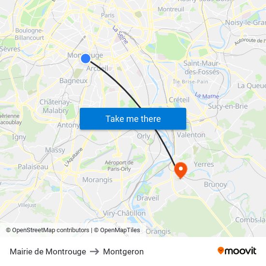 Mairie de Montrouge to Montgeron map