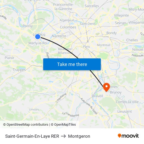 Saint-Germain-En-Laye RER to Montgeron map