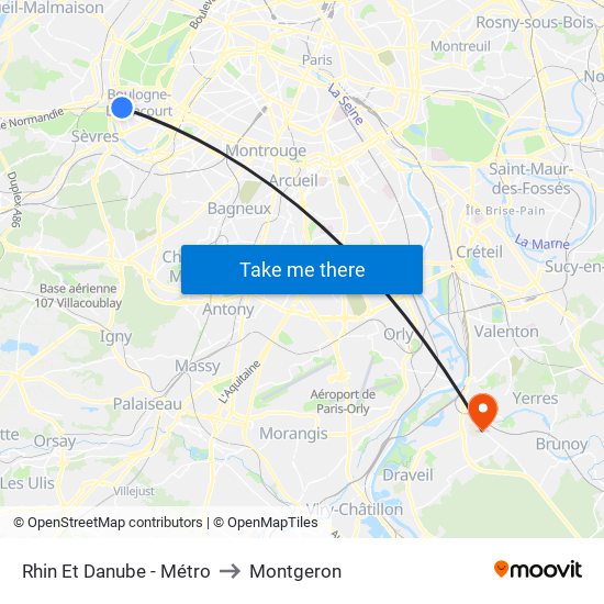 Rhin Et Danube - Métro to Montgeron map