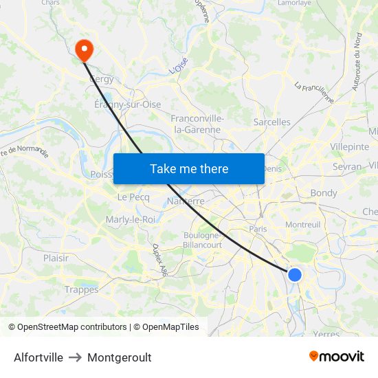Alfortville to Montgeroult map