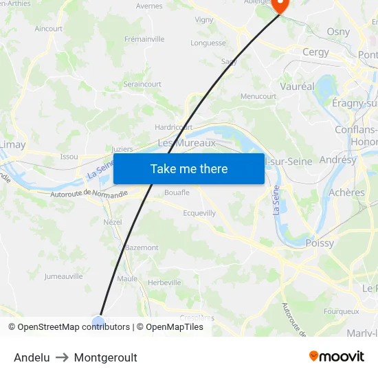 Andelu to Montgeroult map