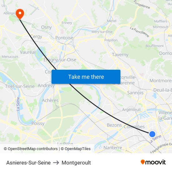 Asnieres-Sur-Seine to Montgeroult map