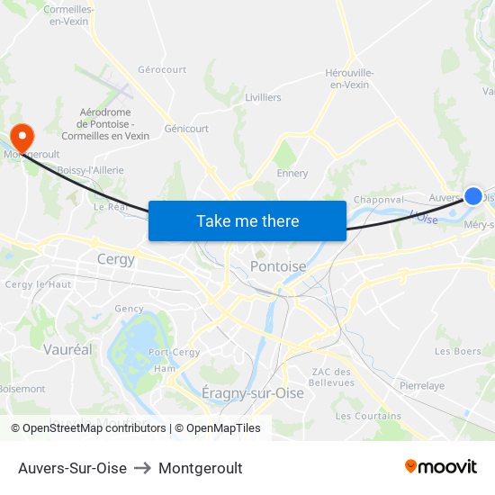 Auvers-Sur-Oise to Montgeroult map