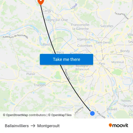 Ballainvilliers to Montgeroult map