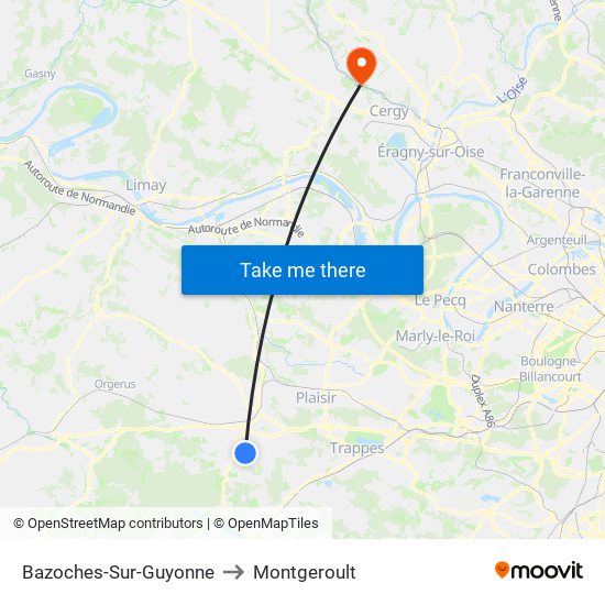 Bazoches-Sur-Guyonne to Montgeroult map