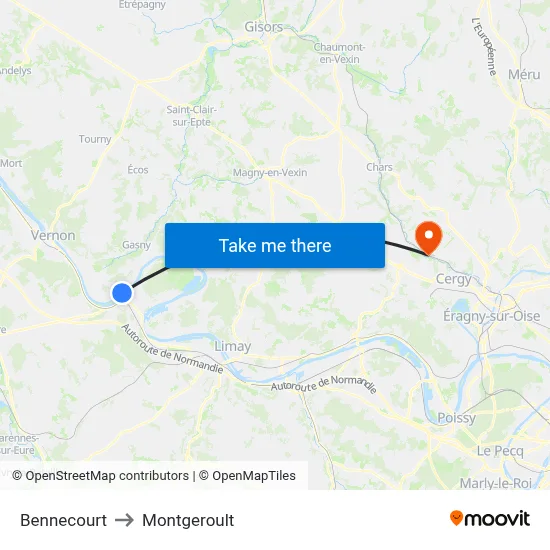 Bennecourt to Montgeroult map