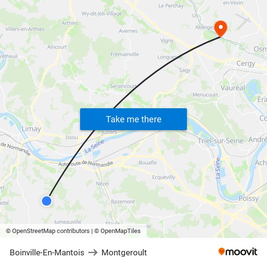 Boinville-En-Mantois to Montgeroult map