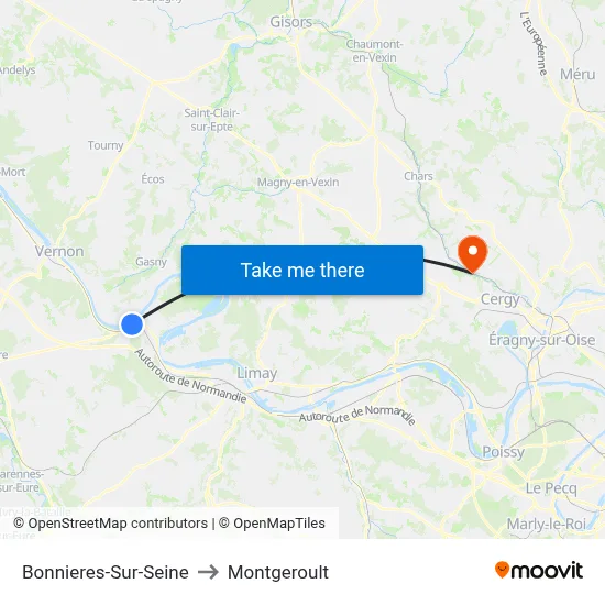 Bonnieres-Sur-Seine to Montgeroult map