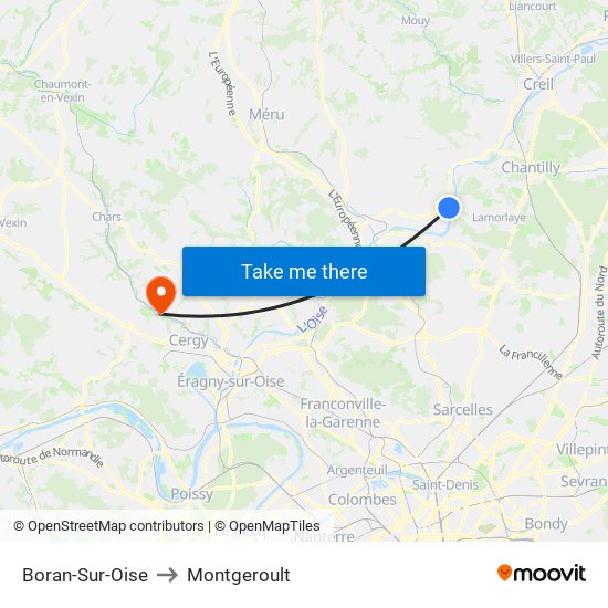 Boran-Sur-Oise to Montgeroult map