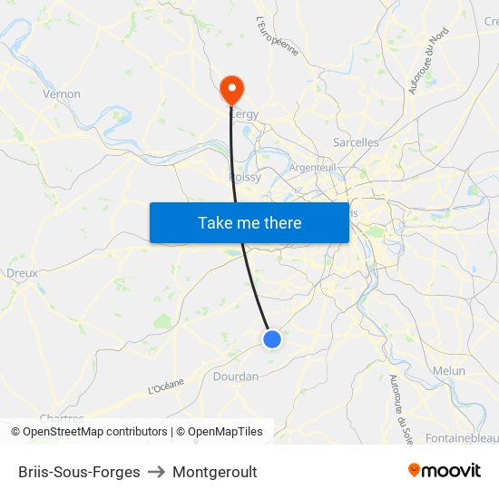 Briis-Sous-Forges to Montgeroult map