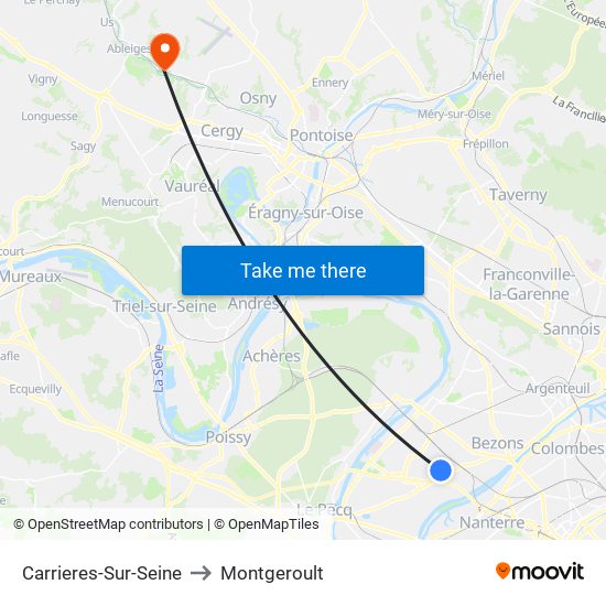 Carrieres-Sur-Seine to Montgeroult map