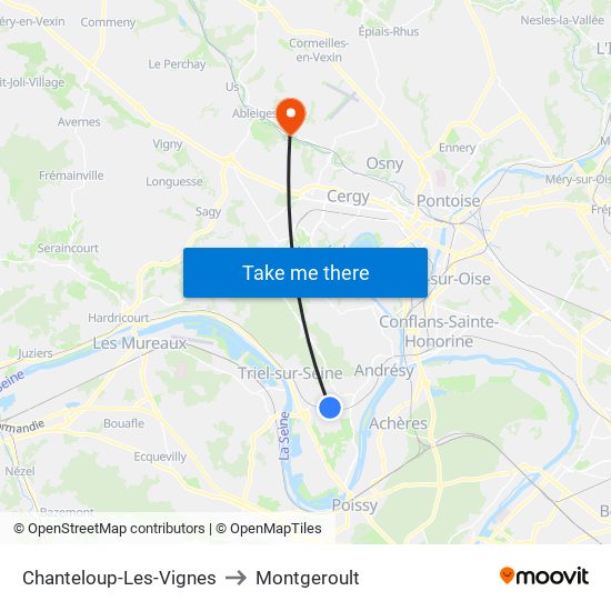 Chanteloup-Les-Vignes to Montgeroult map