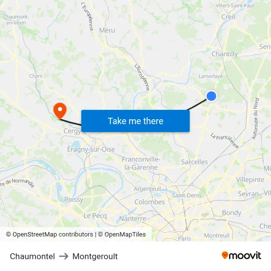 Chaumontel to Montgeroult map