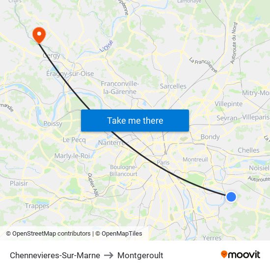Chennevieres-Sur-Marne to Montgeroult map