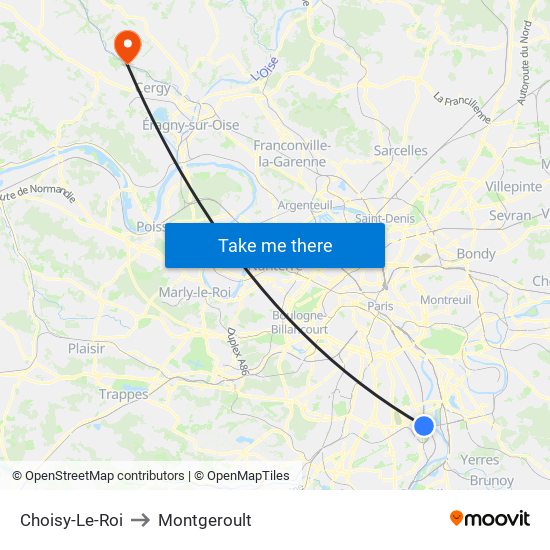 Choisy-Le-Roi to Montgeroult map