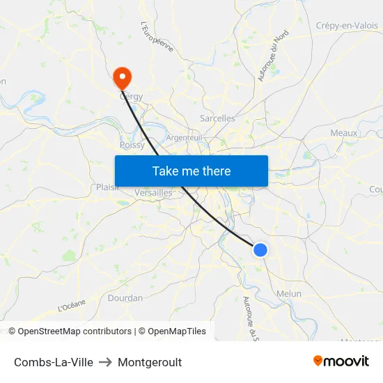 Combs-La-Ville to Montgeroult map