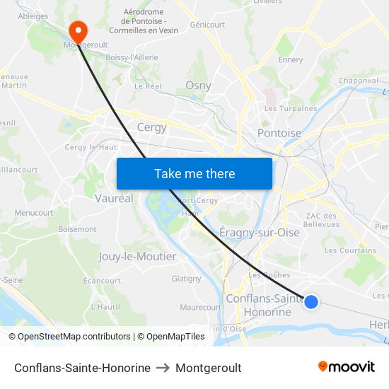 Conflans-Sainte-Honorine to Montgeroult map