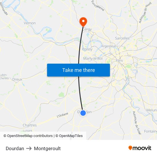Dourdan to Montgeroult map