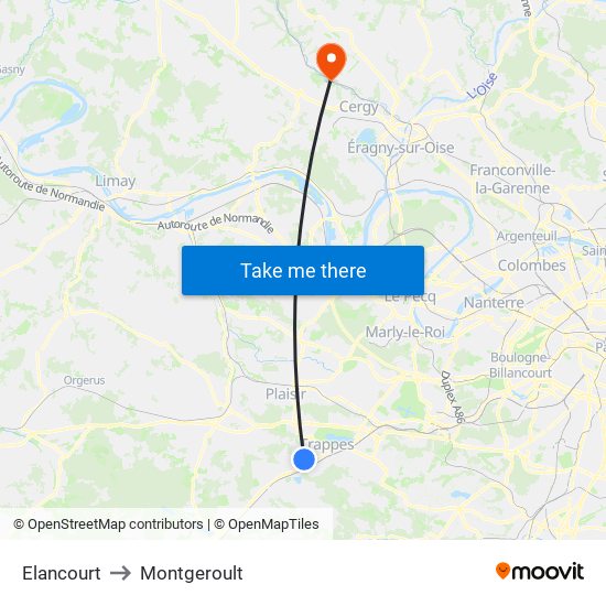 Elancourt to Montgeroult map