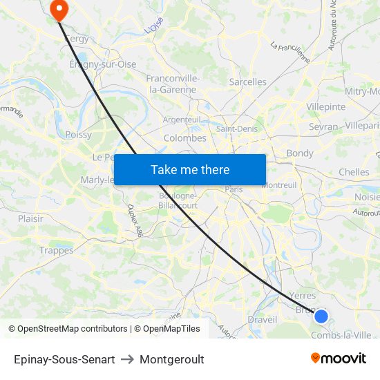 Epinay-Sous-Senart to Montgeroult map