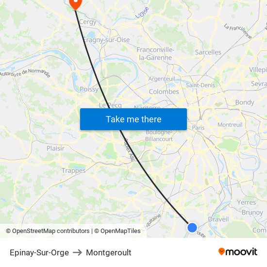 Epinay-Sur-Orge to Montgeroult map