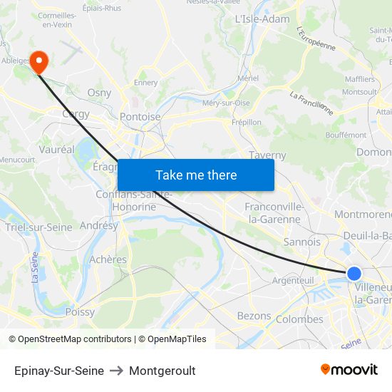 Epinay-Sur-Seine to Montgeroult map