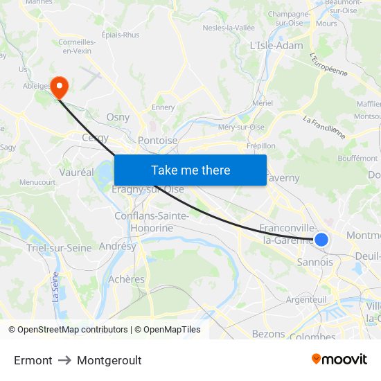Ermont to Montgeroult map