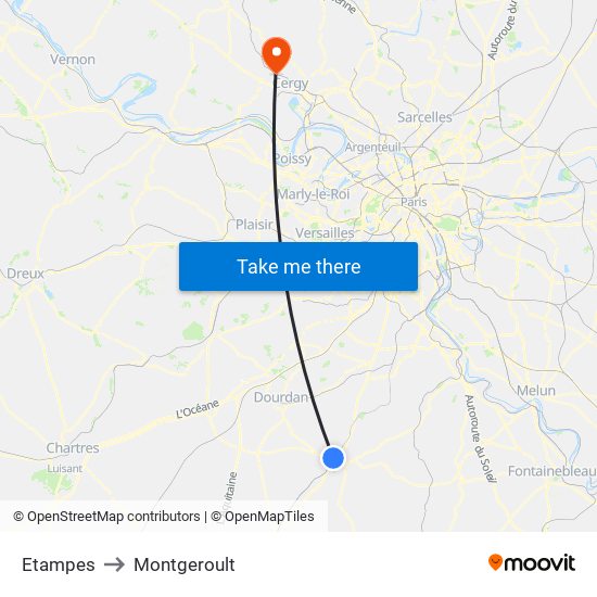 Etampes to Montgeroult map