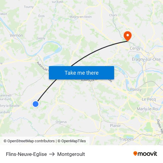 Flins-Neuve-Eglise to Montgeroult map