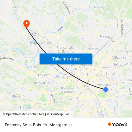 Fontenay-Sous-Bois to Montgeroult map