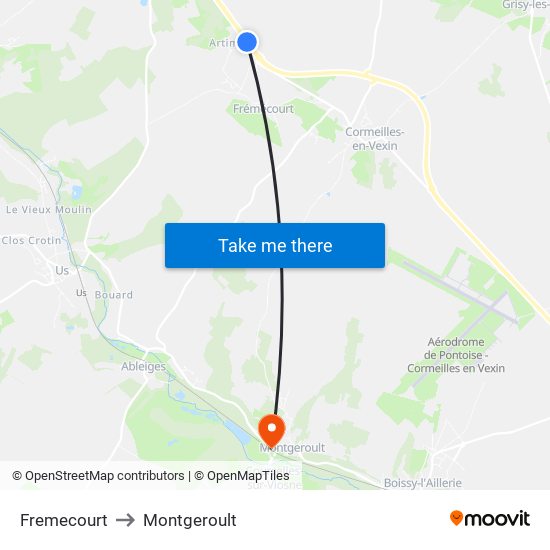 Fremecourt to Montgeroult map