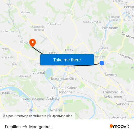 Frepillon to Montgeroult map