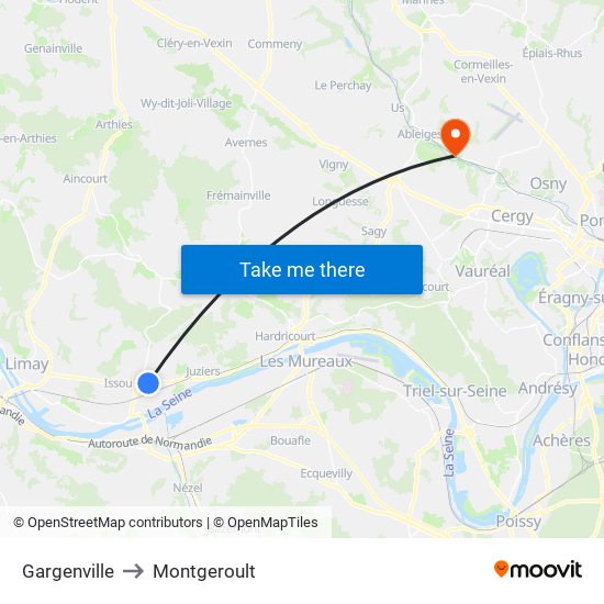 Gargenville to Montgeroult map