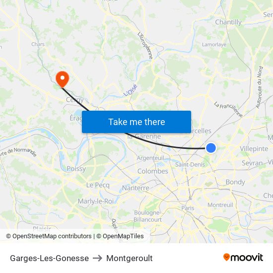 Garges-Les-Gonesse to Montgeroult map