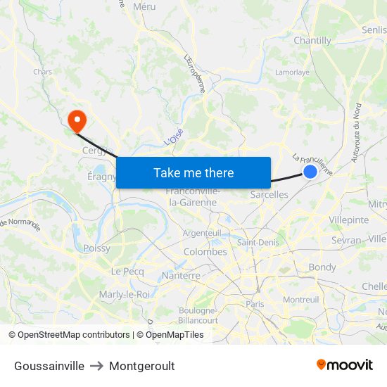 Goussainville to Montgeroult map