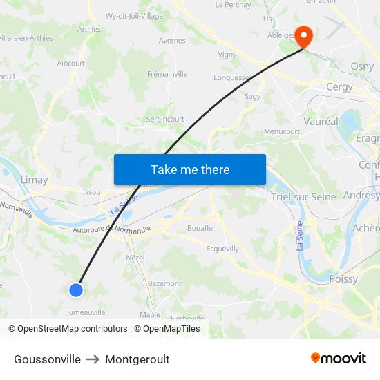 Goussonville to Montgeroult map