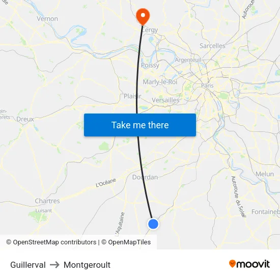 Guillerval to Montgeroult map