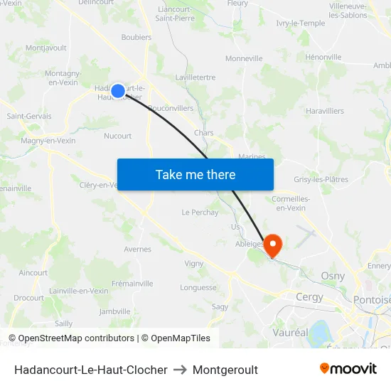 Hadancourt-Le-Haut-Clocher to Montgeroult map