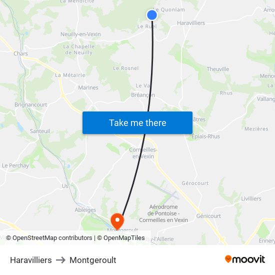 Haravilliers to Montgeroult map