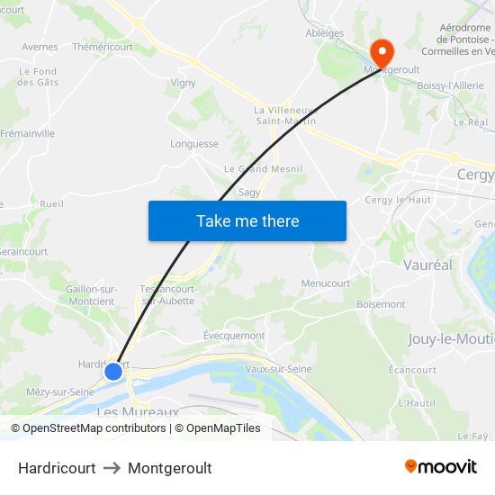 Hardricourt to Montgeroult map