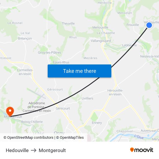 Hedouville to Montgeroult map