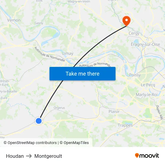 Houdan to Montgeroult map