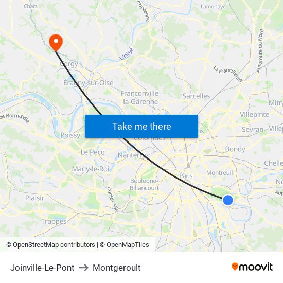 Joinville-Le-Pont to Montgeroult map