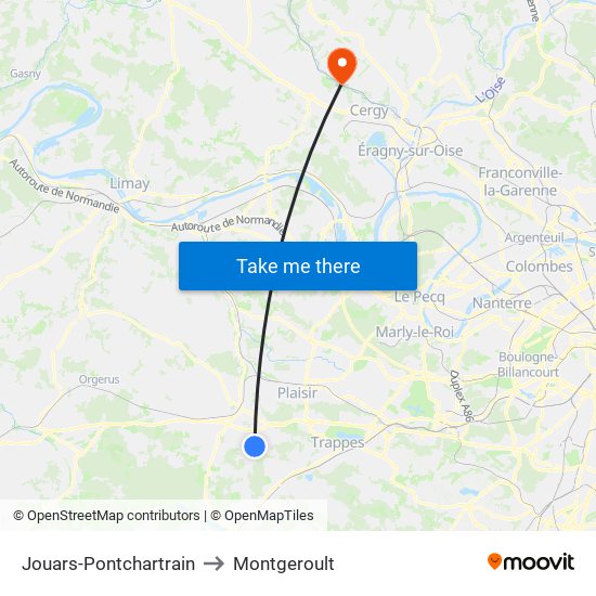 Jouars-Pontchartrain to Montgeroult map