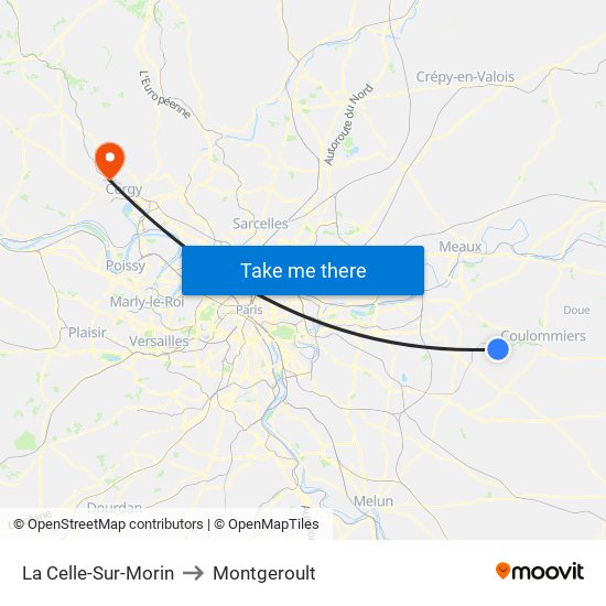 La Celle-Sur-Morin to Montgeroult map