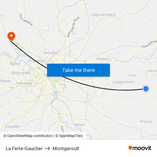 La Ferte-Gaucher to Montgeroult map