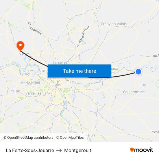 La Ferte-Sous-Jouarre to Montgeroult map