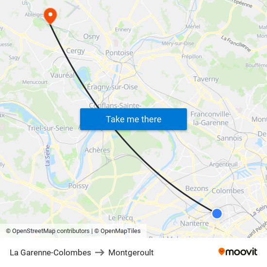 La Garenne-Colombes to Montgeroult map