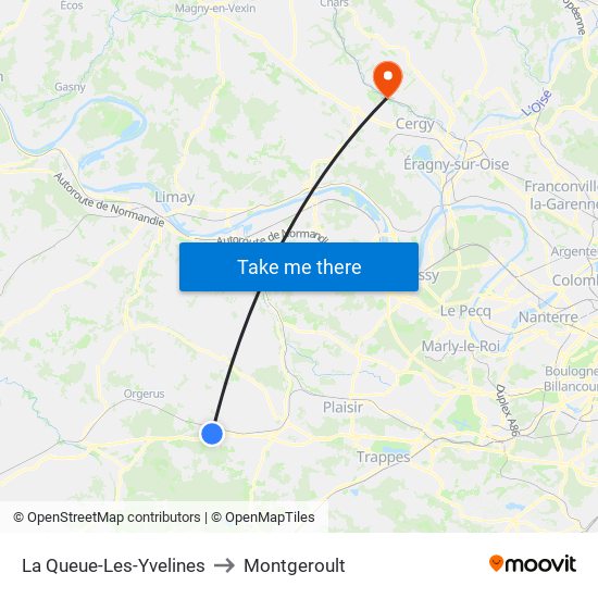 La Queue-Les-Yvelines to Montgeroult map